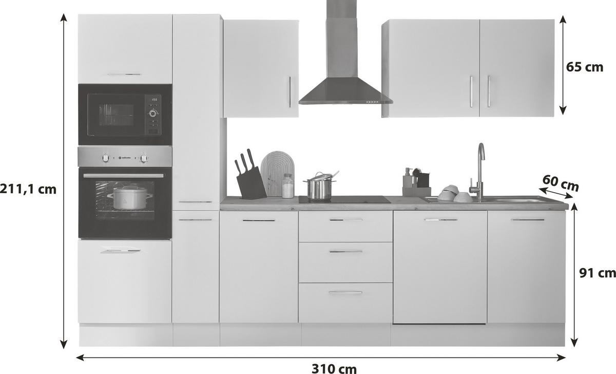 Küchenblock Turin Schwarz/eiche Dekor B: 310 Cm - Schwarz/Eiche Artisan, Basics, Holzwerkstoff (310cm) - P & B