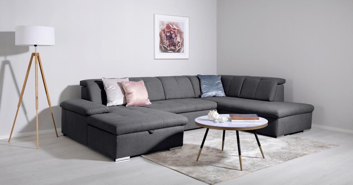 Wohnlandschaft Ramzes Dunkelgrau U: 173x328x215 cm - Dunkelgrau/Grau, Design, Textil (173/328/215cm) - MID.YOU