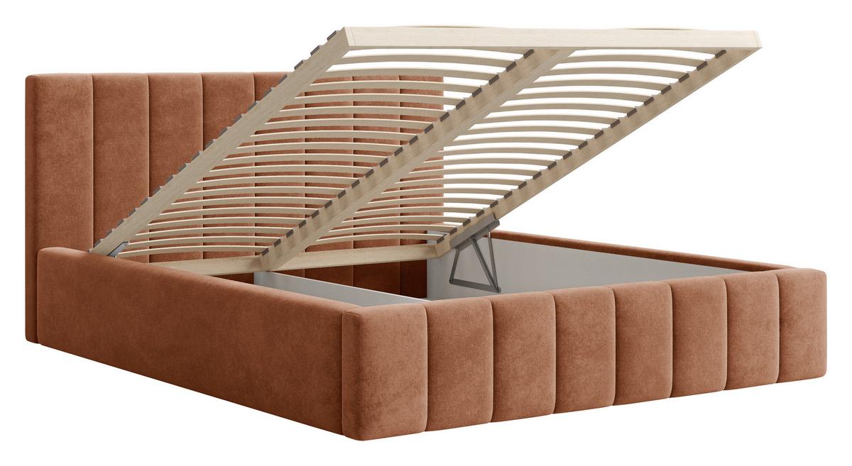 Polsterbett Sky mit Bettkasten 160x200 - Terracotta/Schwarz, MODERN, Holz (160/200cm) - Livetastic