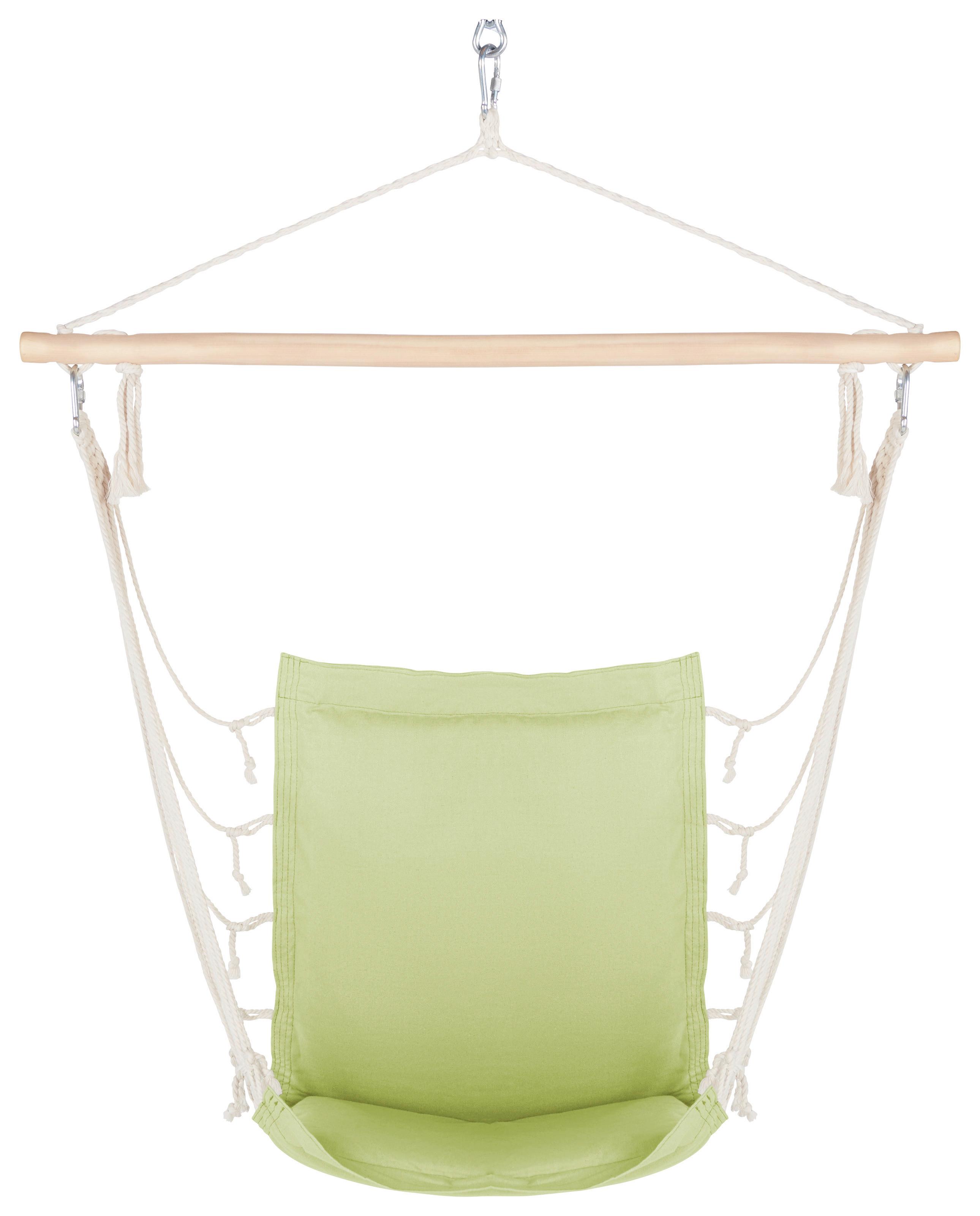 ZÁVĚSNÉ KŘESLO RELAX - šalvějově zelená/přírodní barvy, dřevo/textil (100/47cm) - Modern Living