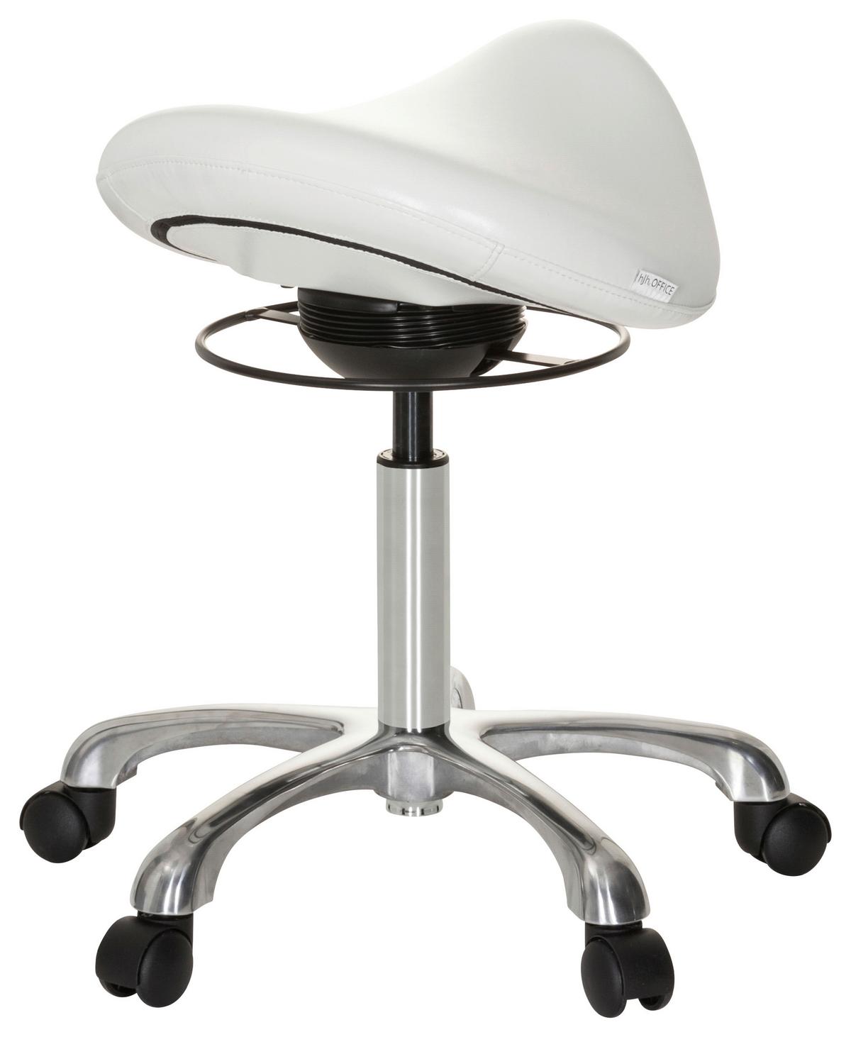 Bürohocker Ortho Sit Weiß Bis 110 Kg - Silberfarben/Weiß, Basics, Kunststoff/Textil (56/54/56cm) - MID.YOU