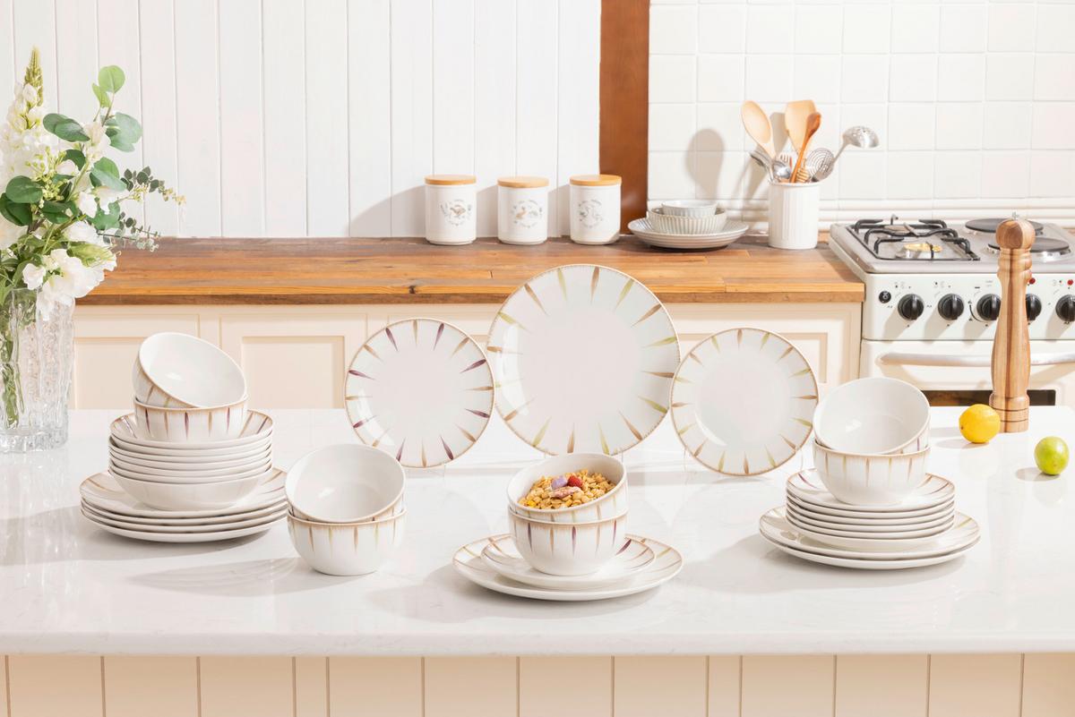 Tafelservice Mika - Braun/Weiß, Basics, Keramik - Luca Bessoni