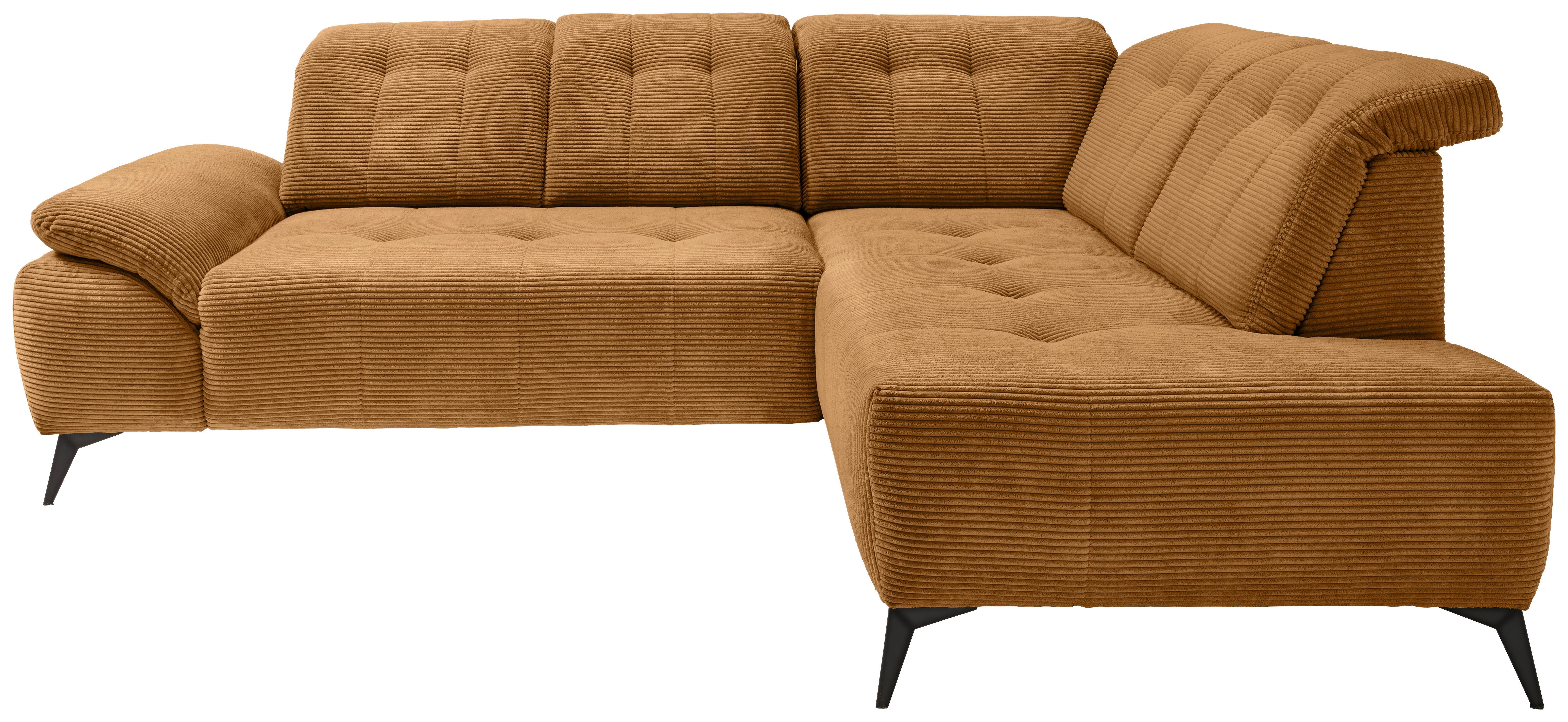 Ecksofa Fiore Goldfarben S: 272x200 cm - Goldfarben/Schwarz, MODERN, Textil (272/200cm) - Livetastic