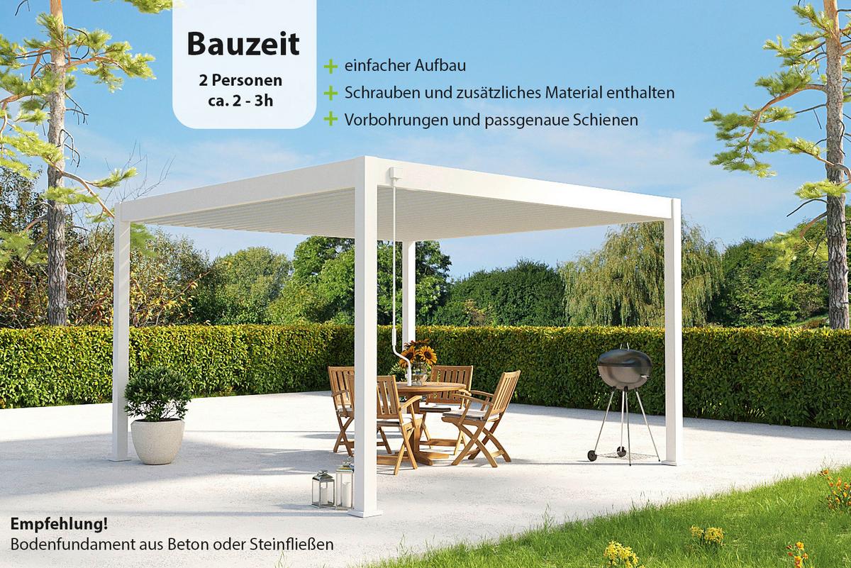 Pergola Deluxe Plus 400x400 Cm Weiß Aluminium - Weiß, Basics, Metall (400/255/400cm) - WEIDE
