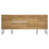 Sideboard Posseik Industrial Eichefarben/weiß B: 177 Cm - Eichefarben/Weiß Hochglanz, Design, Holzwerkstoff (177/75,8/42cm) - P & B