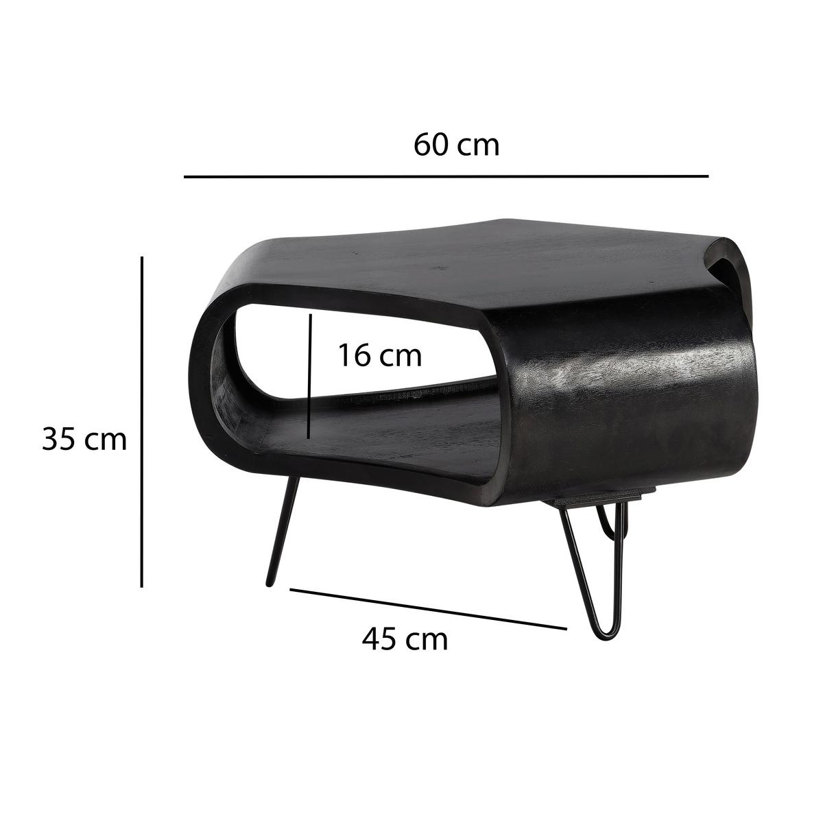 Couchtisch Schwarz B: 60 Cm - Schwarz, Natur, Holz/Metall (60/60/40cm) - Livetastic