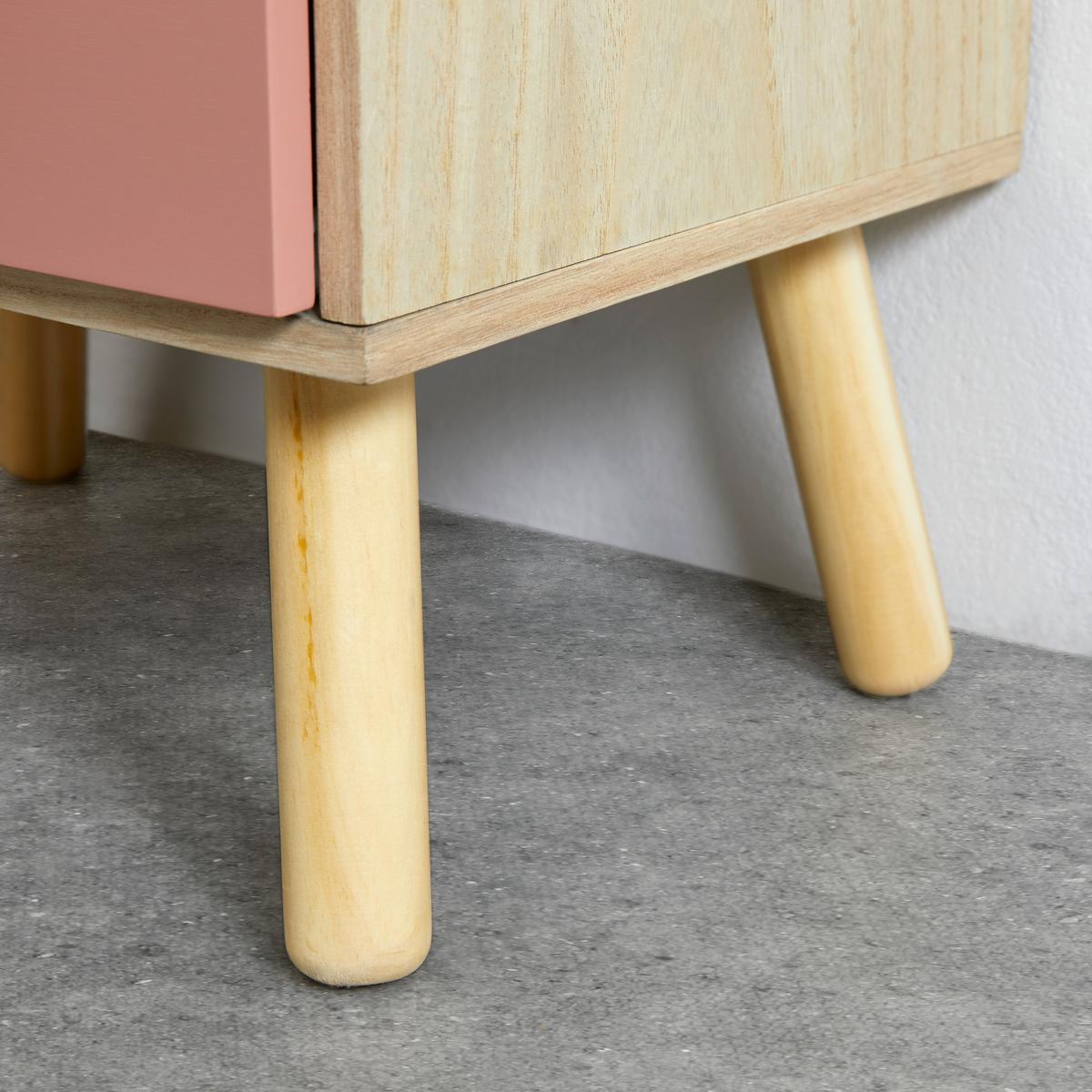 Detský regál LANNY ružový - pink/prírodná farba, Modern, drevo (40/86/31cm) - Bessagi Kids