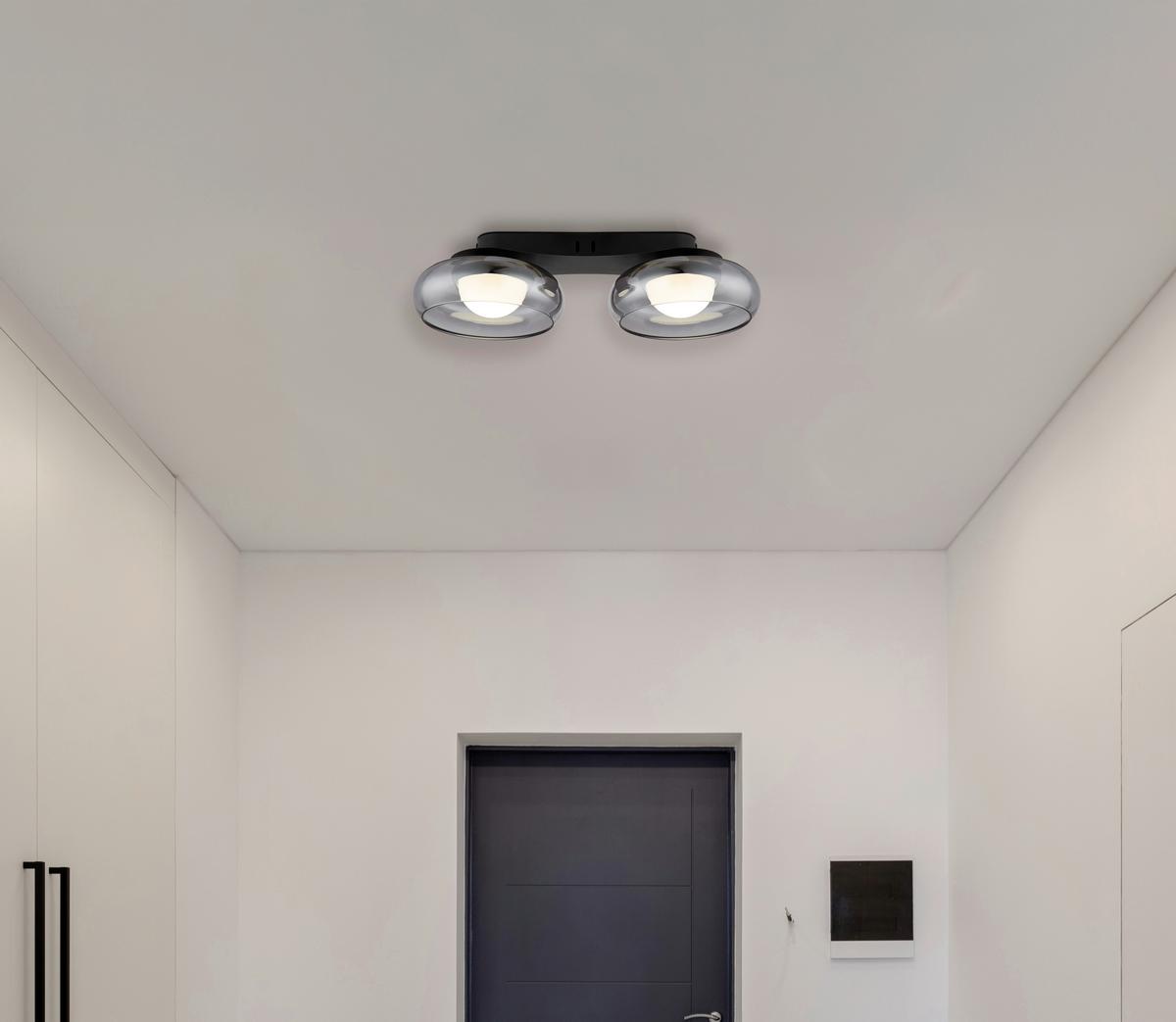 LED-Deckenleuchte 3000/4200/6000k - Schwarz/Weiß, Design, Glas/Kunststoff (45/20/10cm) - Globo