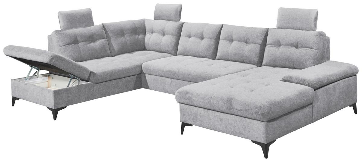 Sedacia súprava DURBAN U, ľavá, svetlosivá - čierna/svetlosivá, Konventionell, textil/plast (218/324/170cm) - MID.YOU