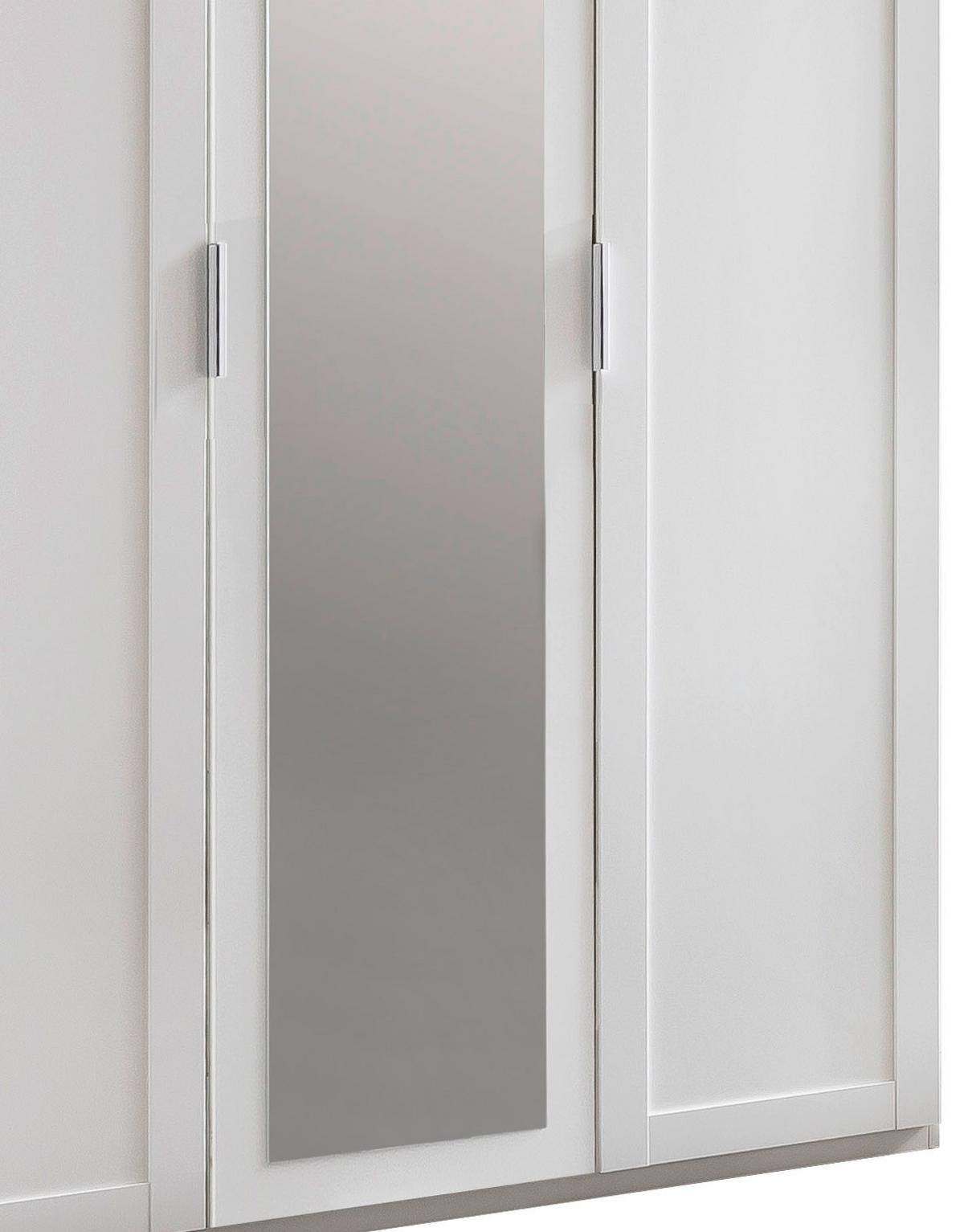 Drehtürenschrank Mit Spiegel 135cm Nadja, Weiß Dekor - Weiß, KONVENTIONELL, Glas/Holzwerkstoff (135/210/58cm) - MID.YOU