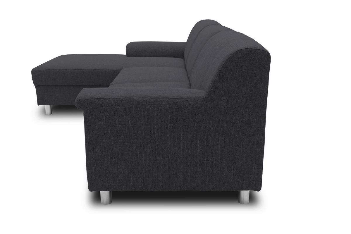 Ecksofa Jamie Rücken Echt Schlammfarben Webstoff - Chromfarben/Schlammfarben, KONVENTIONELL, Textil (150/251cm) - MID.YOU