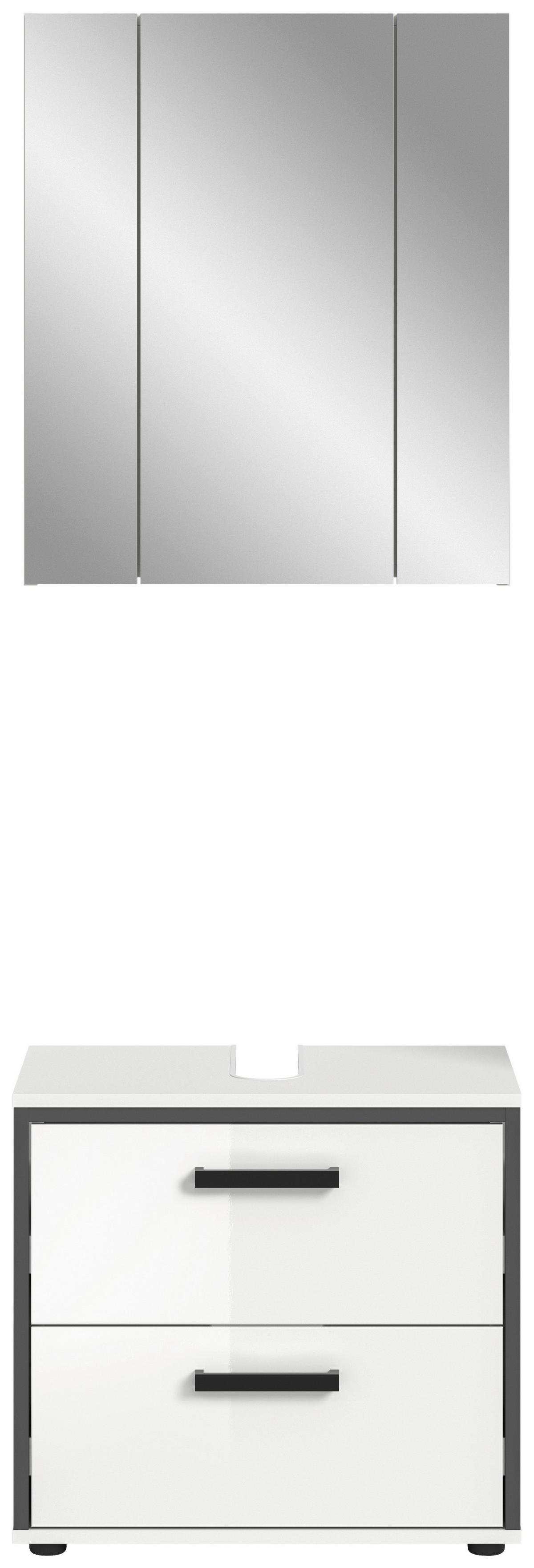 Badezimmer Kojak Schwarz/weiß K: 60 Cm - Weiß Hochglanz/Schwarz, MODERN, Holzwerkstoff (60cm) - MID.YOU