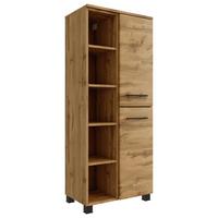 Midischrank Manchester B: 55 cm Eiche Wotan Dekor - Eichefarben/Schwarz, MODERN, Holzwerkstoff (55/130/35cm) - Held