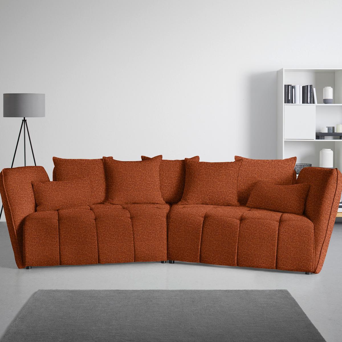 Boxspringová pohovka SOFI, hrdzavá - čierna/hrdzavá, Modern, textil (294/93/152cm) - Premium Living