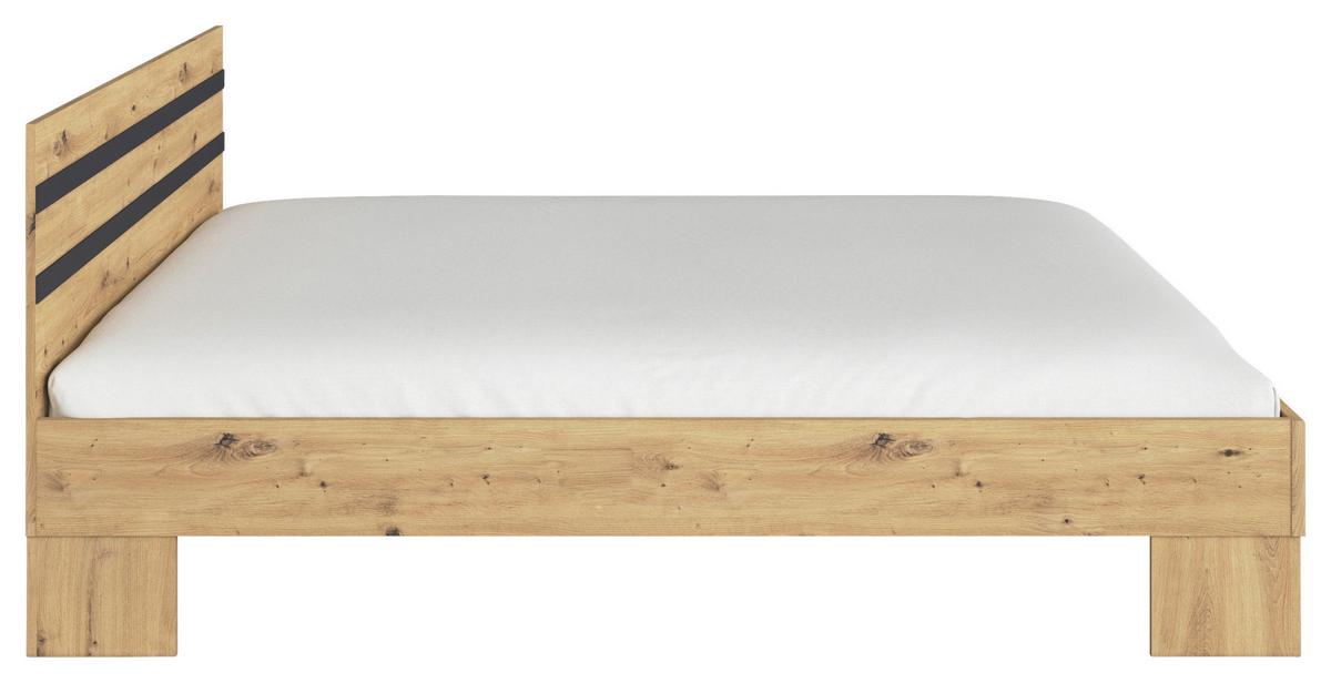 Doppelbett 180x200 Cm Foster Grau/eiche Dekor - Eiche Artisan/Grau, KONVENTIONELL, Holzwerkstoff (180/200cm)