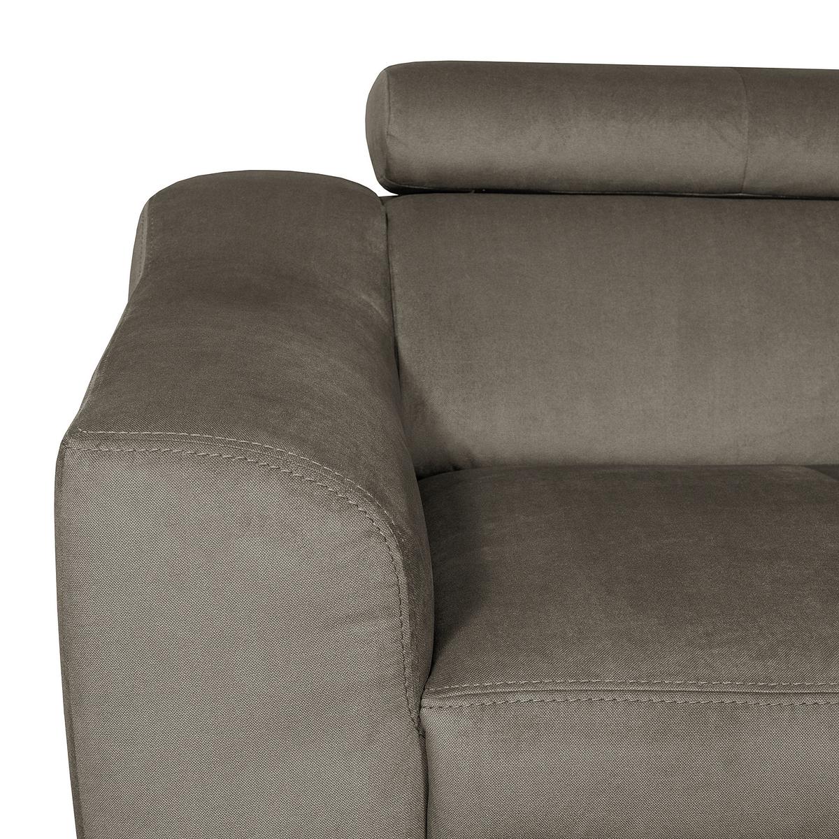 Ecksofa Aspen Webstoff Graubraun 245x208 cm - Graubraun/Buchefarben, Design, Textil (245/208cm) - Livetastic