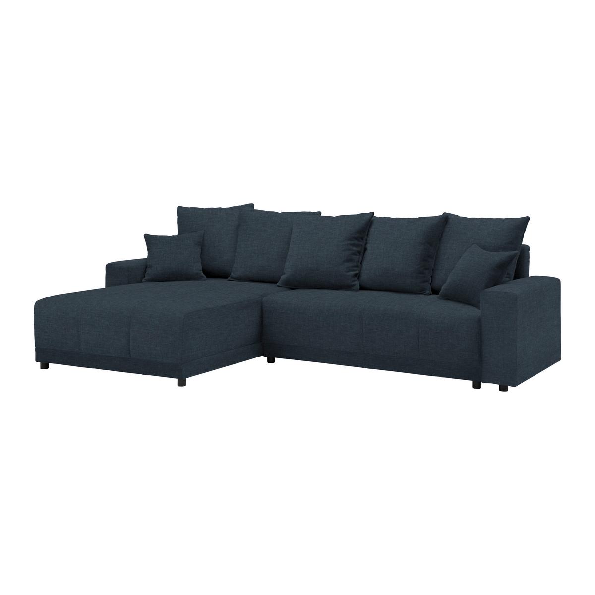 Rohová sedačka ALATRI, oboustr.,tmavě modrá,s polšt. - černá/zelená, Moderní, textil/plast (289/90/176cm) - Based