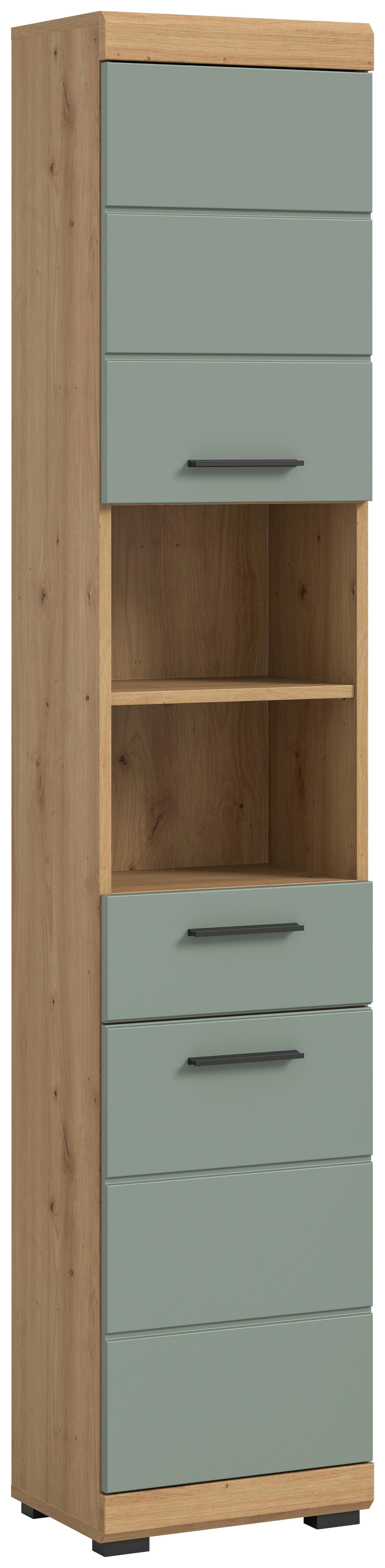 Hochschrank Scout Salbeigrün B: 37 Cm - Salbeigrün/Schwarz, MODERN, Holzwerkstoff (37/191/31cm) - MID.YOU