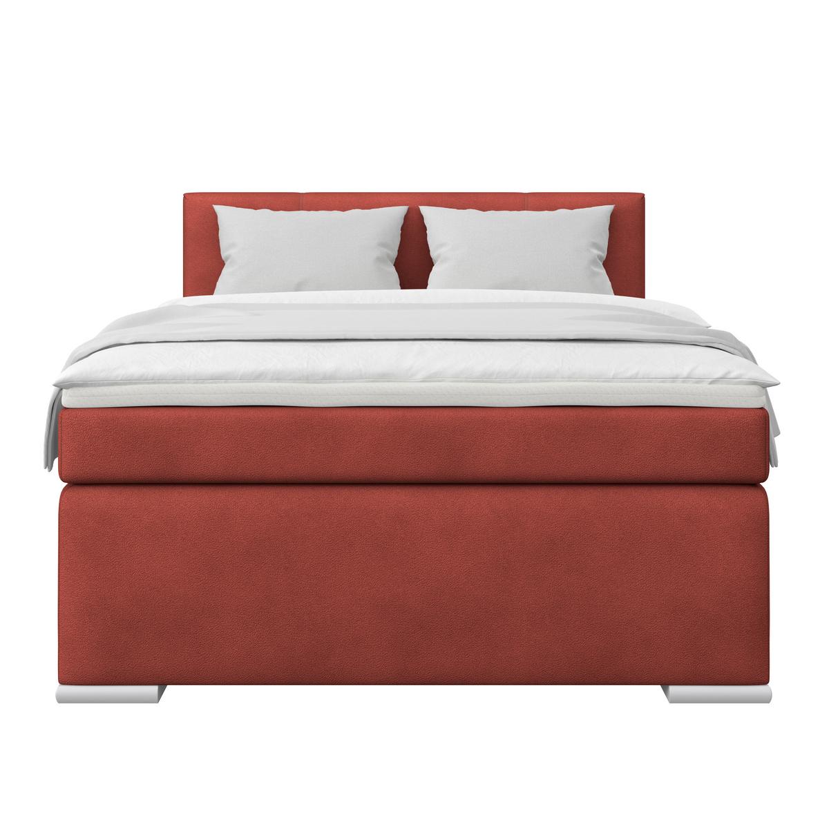 Boxspringbett Mira Boucle Dunkelrot,lf:120x200cm - Silberfarben/Perlmutt, KONVENTIONELL, Holz/Textil (120/200cm)