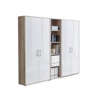 Office Edition B: 212,9 Cm Sonoma Eiche/weiß - Weiß Hochglanz/Sonoma Eiche, MODERN, Holzwerkstoff (212,9/185,6/33cm) - MID.YOU