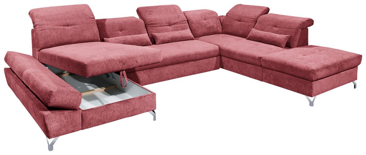 Ecksofa Melfi Beere U: 168 cm - Beere/Silberfarben, MODERN, Textil (168/350/245cm) - MID.YOU