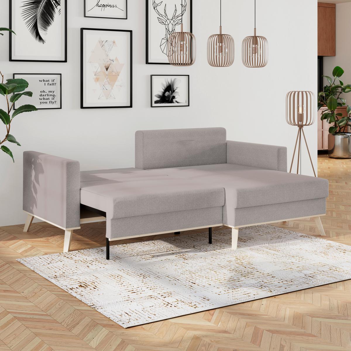 Ecksofa Carini - Eichefarben/Creme, Basics, Textil (222/152cm)