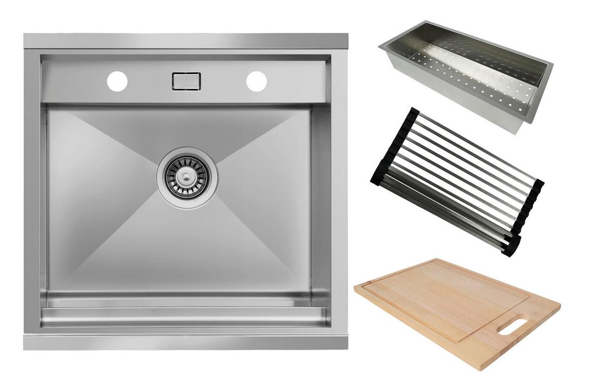 Spüle California Edelstahl 52x24,5 cm - Edelstahlfarben, Basics, Metall (52/24,5/50cm) - Respekta
