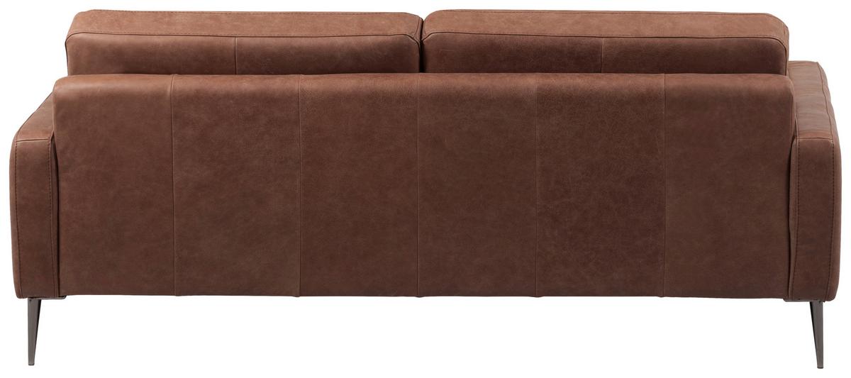 3-Sitzer-Sofa Spring, Dunkelbraun B: 187 cm - Dunkelbraun/Schwarzchrom, Design, Leder (187/85/92cm) - Livetastic