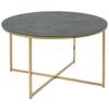 Couchtisch Rund mit Glasplatte Marmor-Optik Alisma, Grau/Gold - Goldfarben/Grau, Trend, Glas/Metall (80/80/45cm) - Livetastic