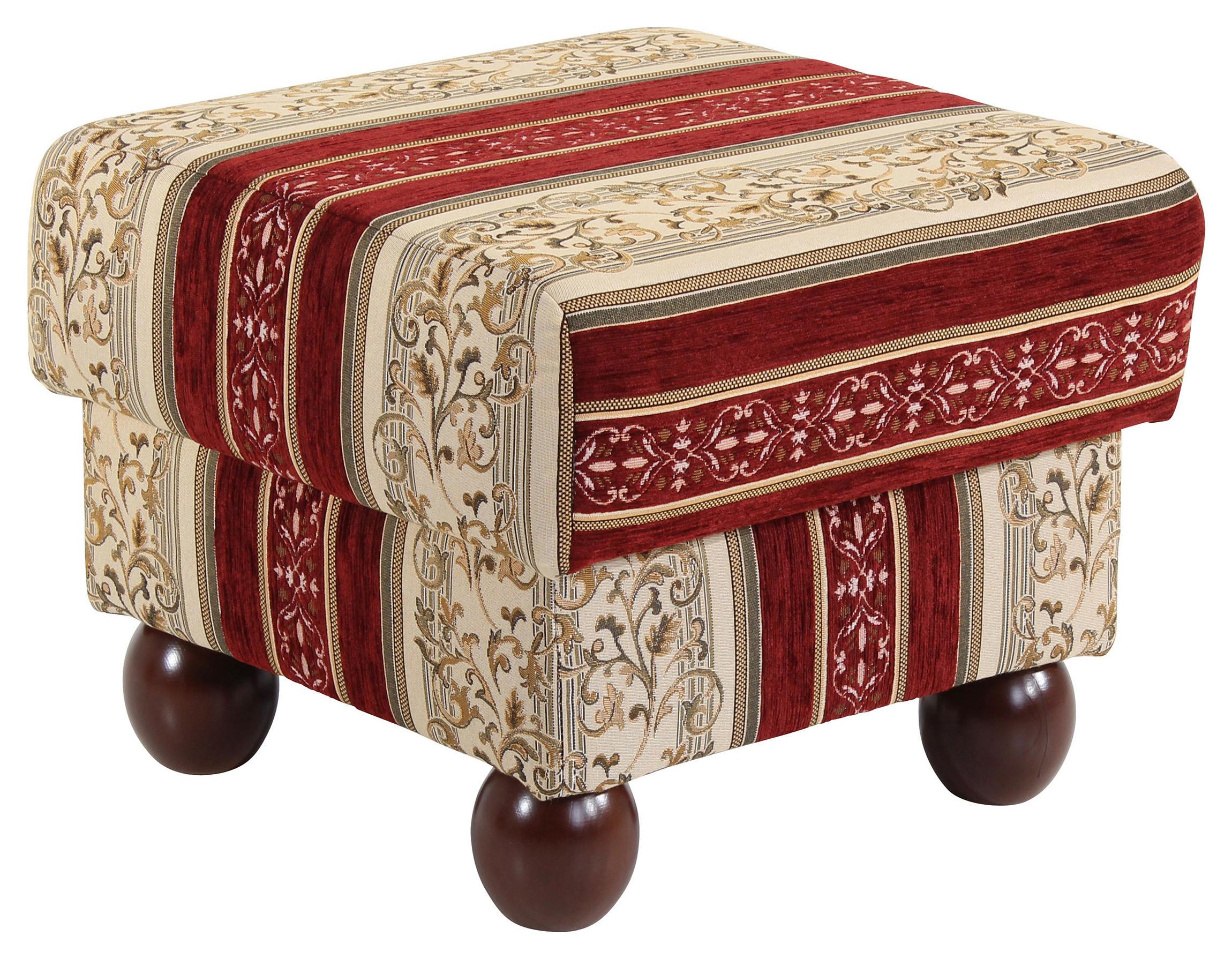 Polsterhocker Monarch Rot H: 48 cm - Rot, KONVENTIONELL, Textil (54/48/54cm) - Max Winzer