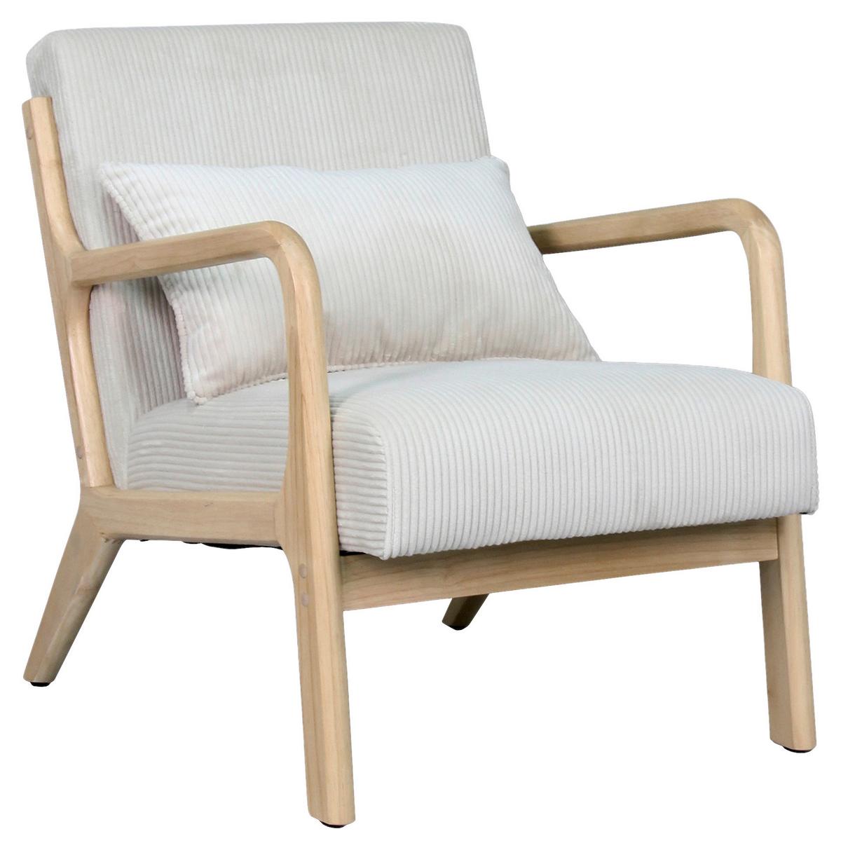 Sessel Nohr Elfenbeinfarben B: 65 cm - Elfenbein/Braun, Basics, Holz/Textil (65/81/76cm) - MID.YOU