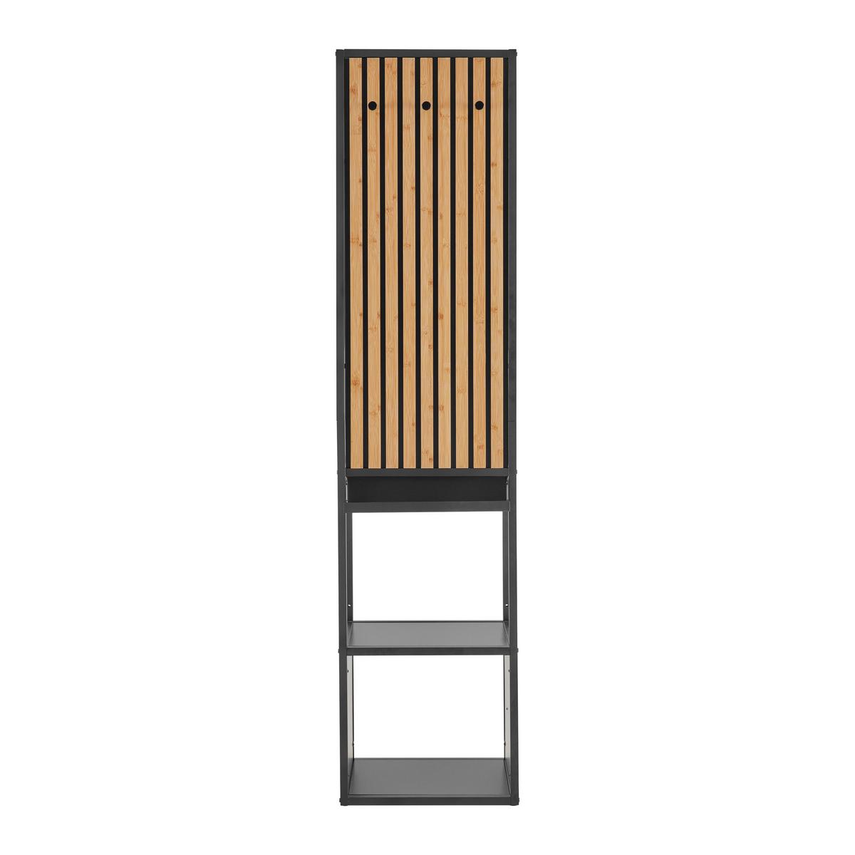 Šatna PANELO -EXKLUSIV- - černá/přírodní barvy, Moderní, kov/kompozitní dřevo (44/186/34cm) - Mömax