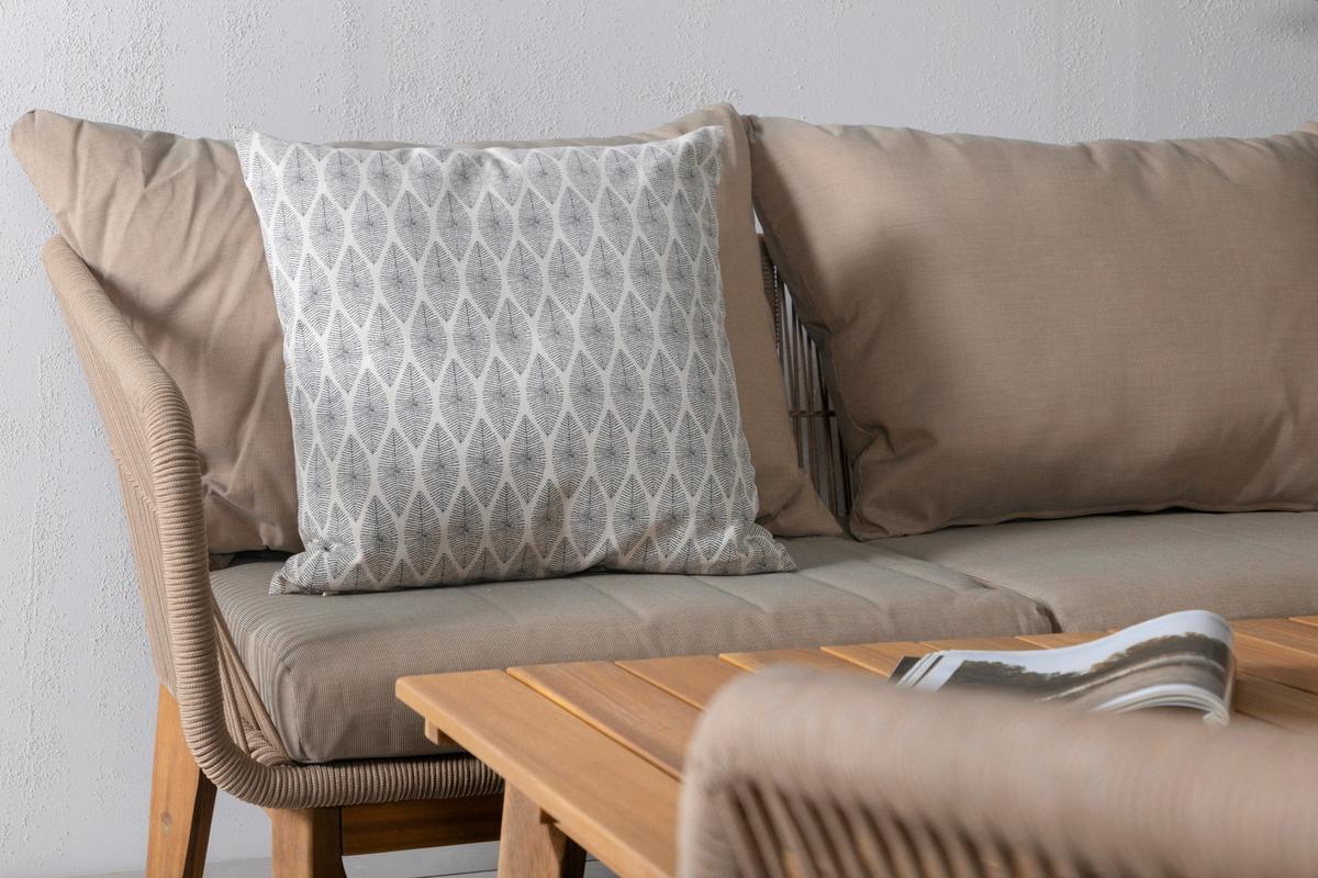 Loungegarnitur 4--Teilig Chania Holz/Metall/Textil mit Kissen - Beige/Akaziefarben, KONVENTIONELL, Holz/Textil - Gardenson