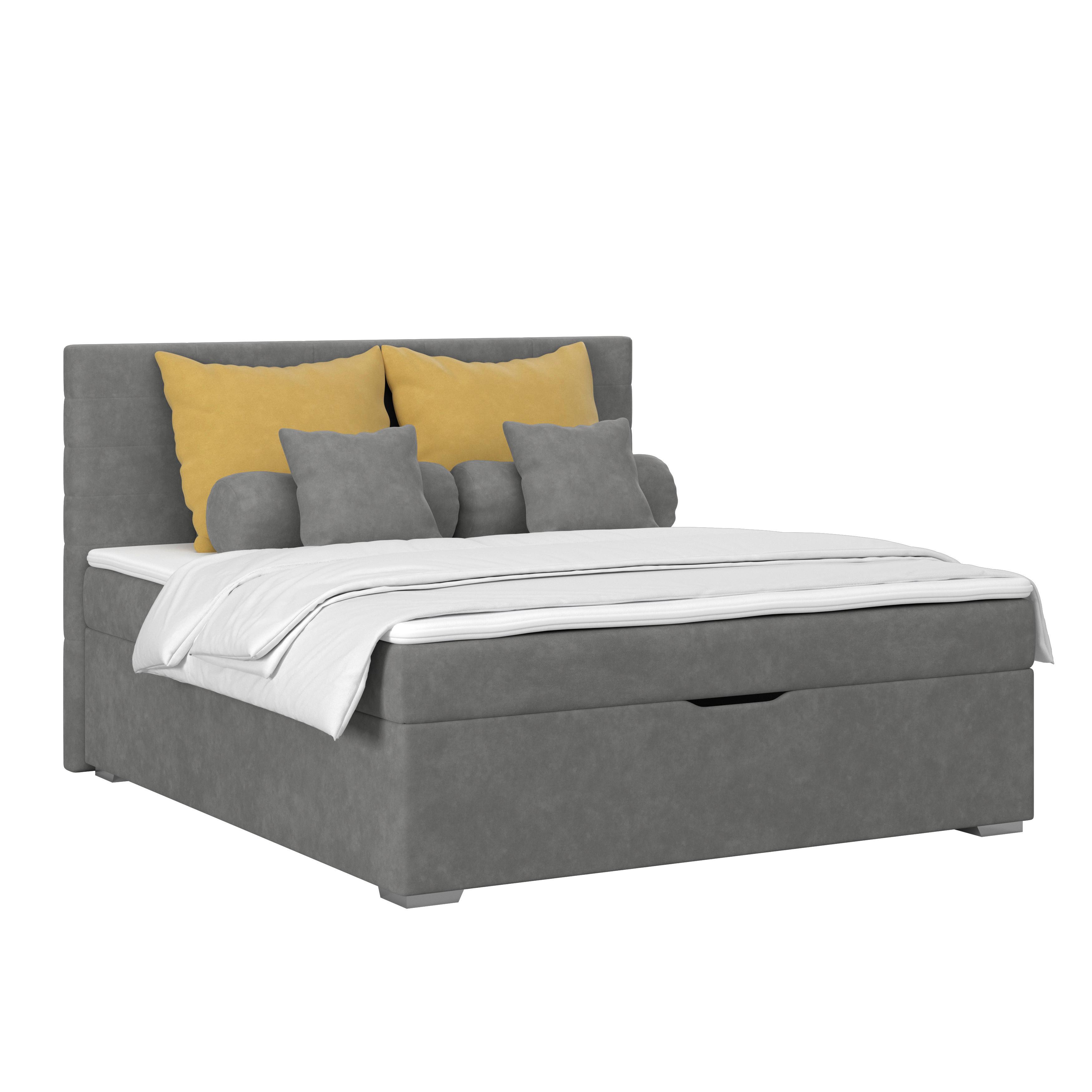 Polsterbett Adria - Chromfarben/Graphitfarben, KONVENTIONELL, Holz/Textil (180/200cm)