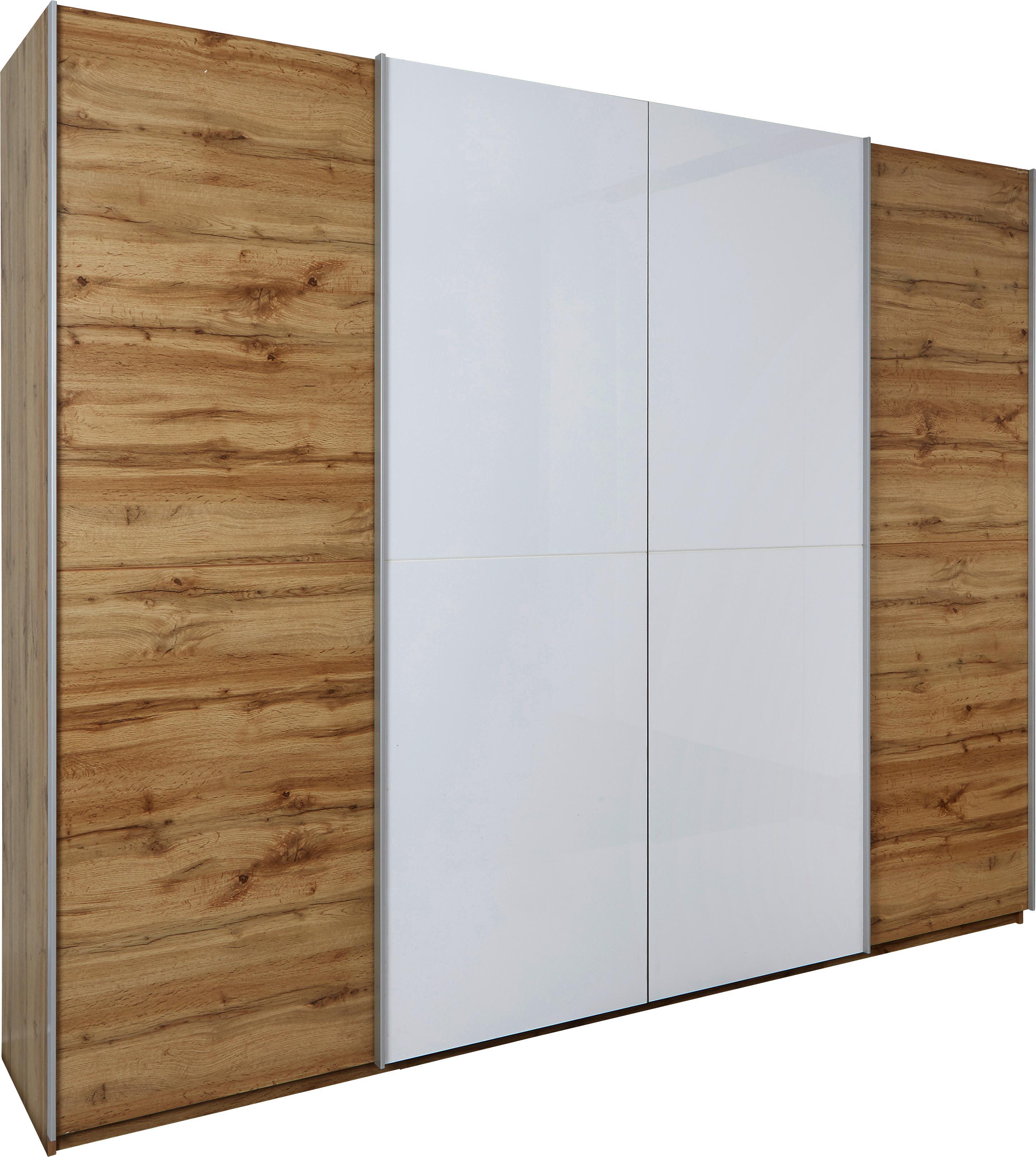 Sschwebetürenschrank Beluga B:270cm Weiß/ Wildeiche Dekor - Eichefarben/Weiß, MODERN, Holzwerkstoff (270/226/61cm)