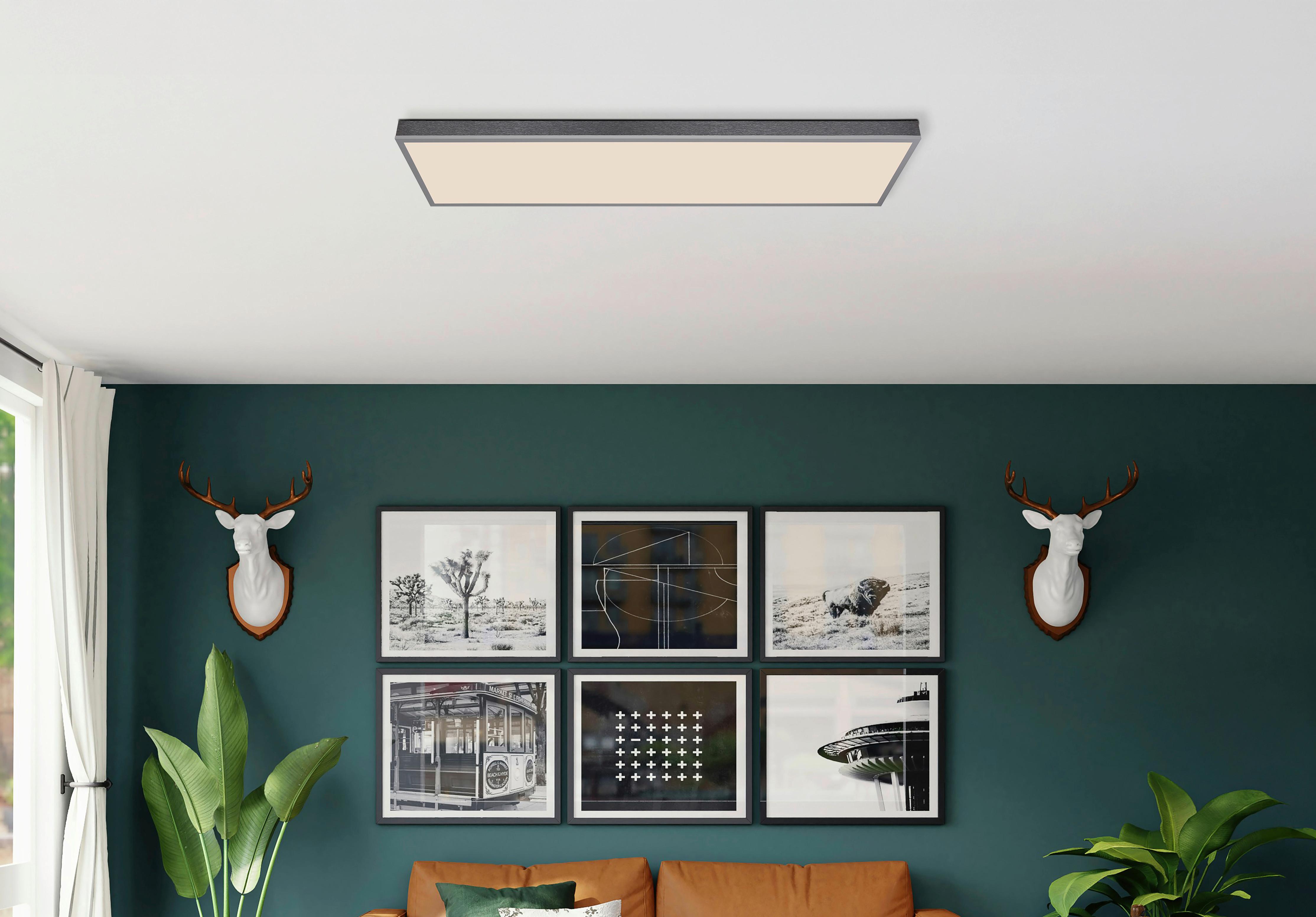 LED-Deckenleuchte Doro L:120cm Silberfarben Weiß Dunkelgrau - Dunkelgrau/Silberfarben, Basics, Kunststoff/Metall (120/30/7,5cm) - Globo