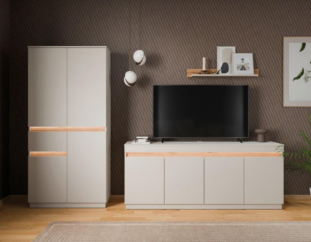 Schrank Samu Kaschmir/Eichefarben B: 90,2cm - Kaschmir/Eichefarben, MODERN, Holzwerkstoff (90,2/186/35cm)