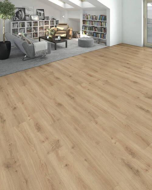 Laminatboden Eiche Olbia Str. Matt - Honigeiche, Basics, Holzwerkstoff (19.3/128.2cm) - Living by HARO