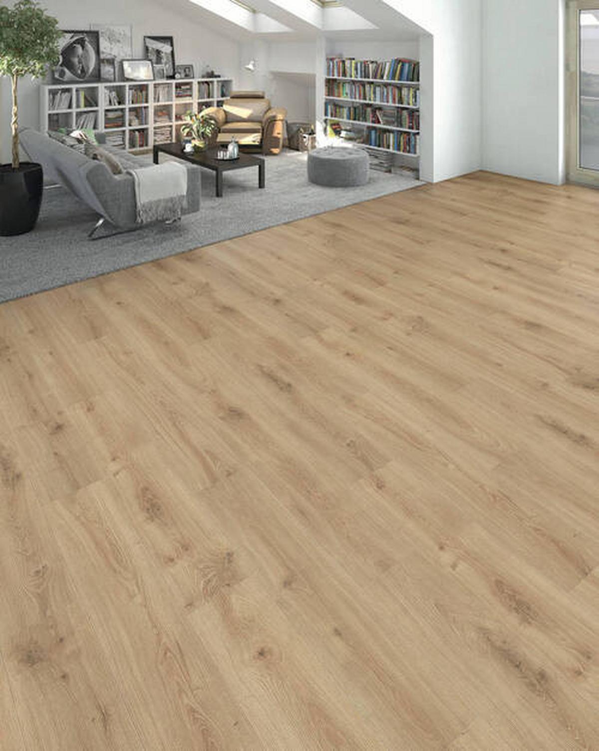 Laminatboden Eiche Olbia Str. Matt - Honigeiche, Basics, Holzwerkstoff (19.3/128.2cm) - Living by HARO