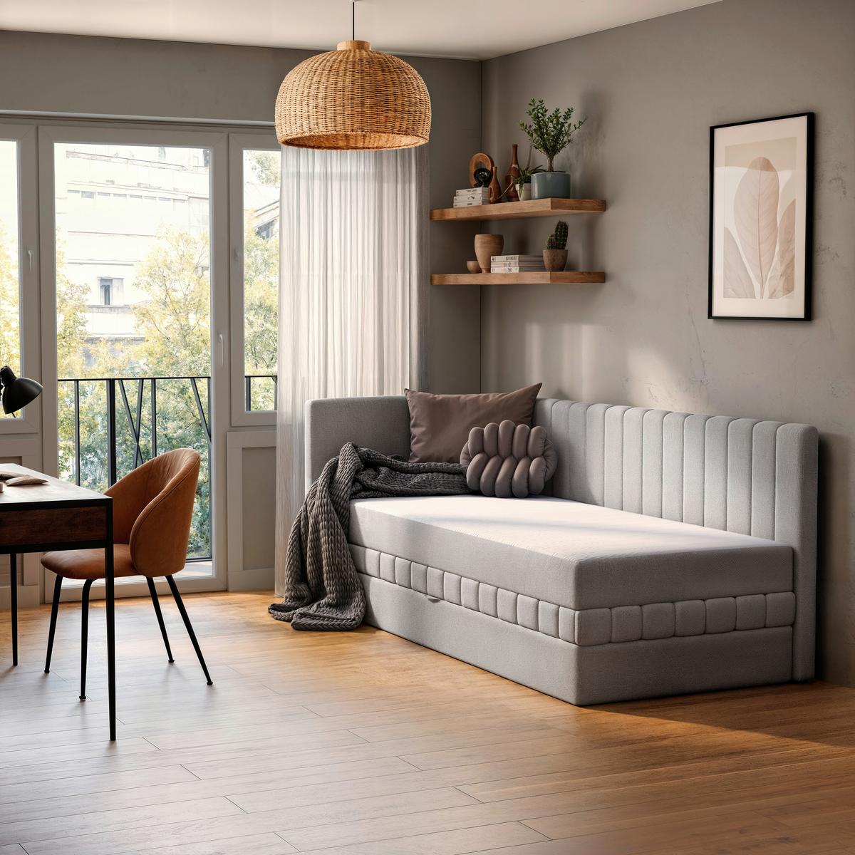 Schlafsofa Roma, Hellgrau B: 212 Cm - Hellgrau/Schwarz, Design, Textil (99/83/212cm) - MID.YOU