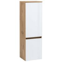 Midischrank Mit Türdämpfung Helsinki 40cm Weiß/eiche Dekor - Eichefarben/Silberfarben, KONVENTIONELL, Glas/Holzwerkstoff (40/130/35cm) - Held
