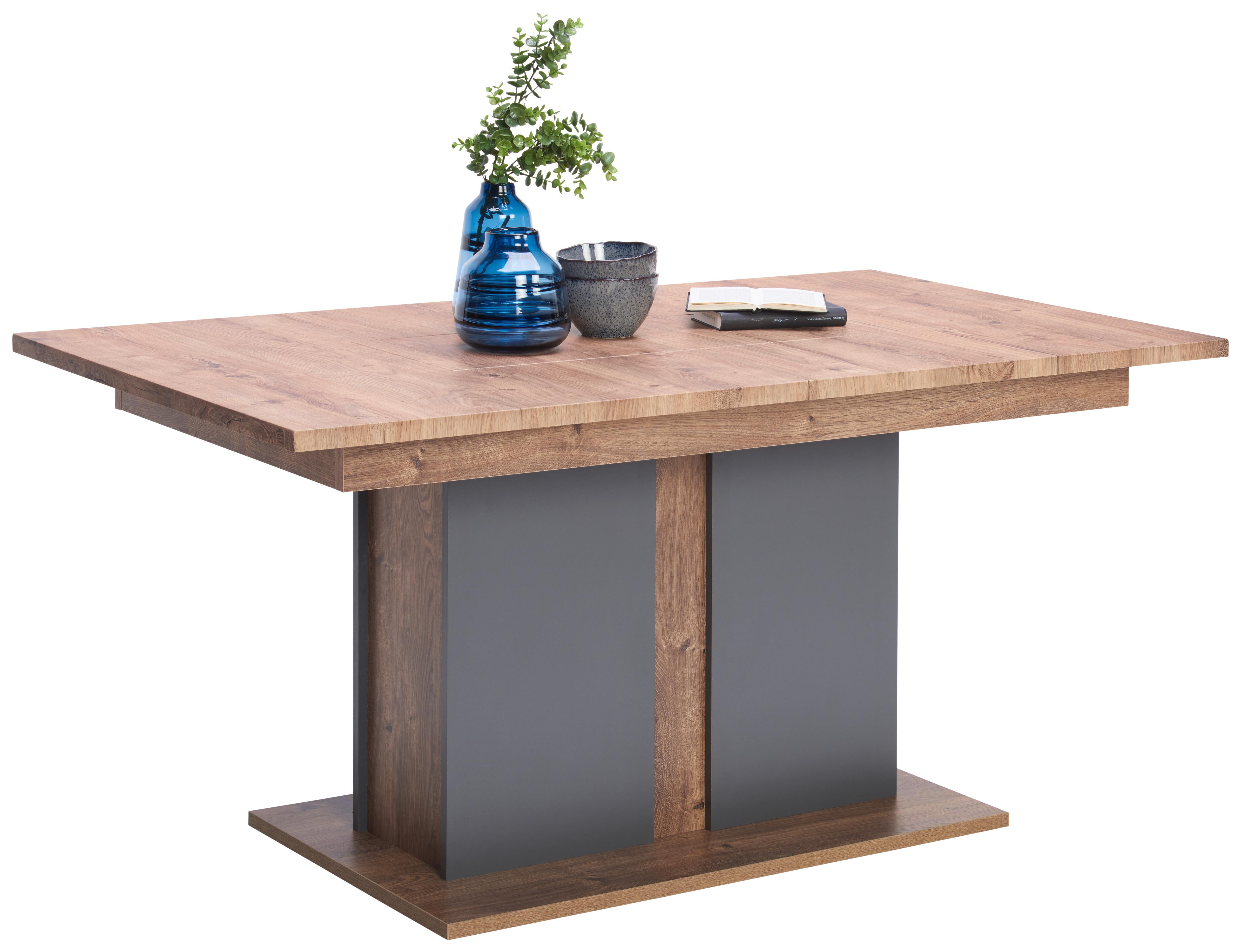 Esstisch Manhattan 160x90cm Eiche Dekor/Graphitfarben - Eichefarben/Graphitfarben, MODERN, Holzwerkstoff (160/90/76cm) - Livetastic