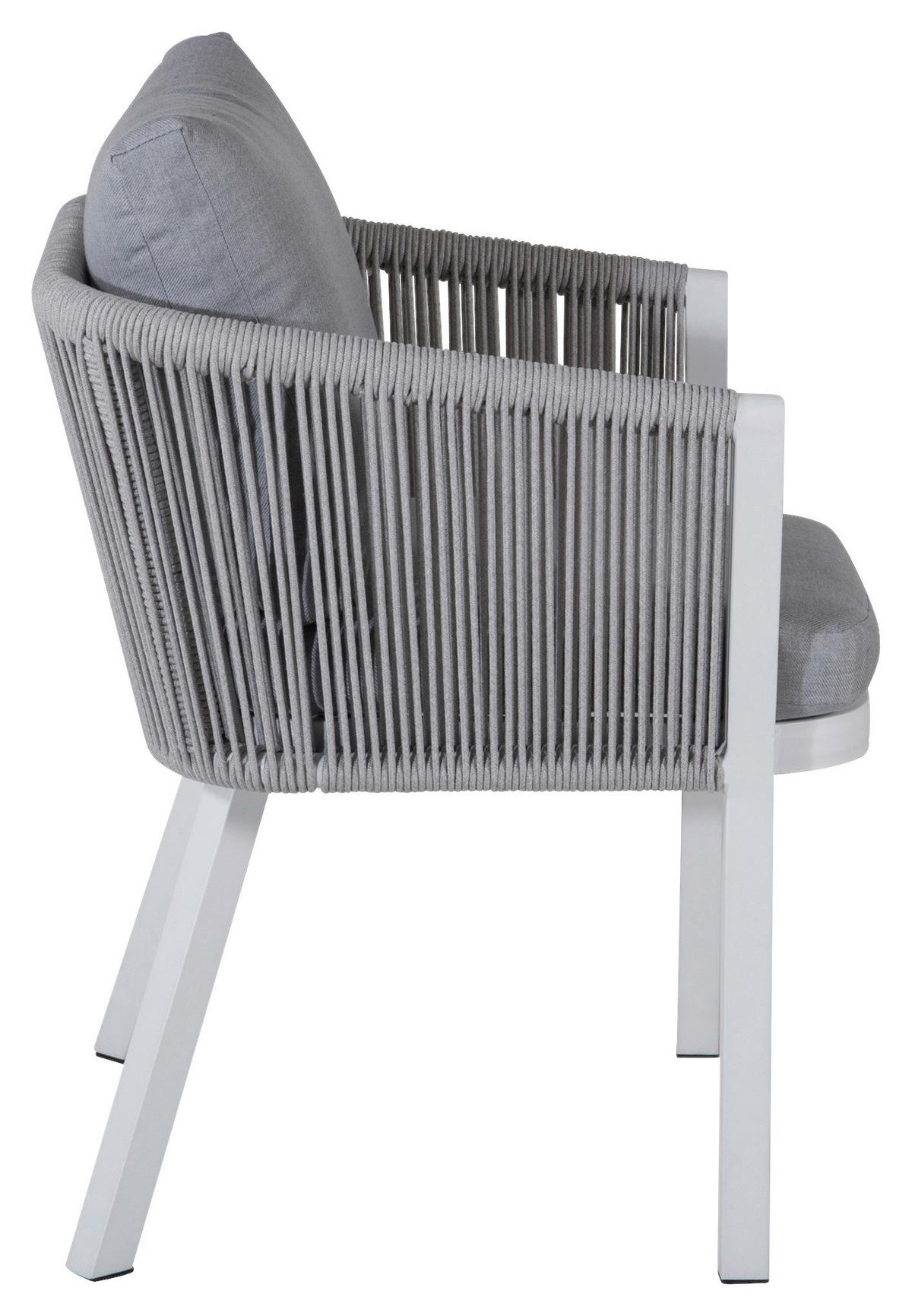Gartenstuhl-Set Virya - Weiß/Grau, KONVENTIONELL, Textil/Metall (60/73/63cm) - Gardenson