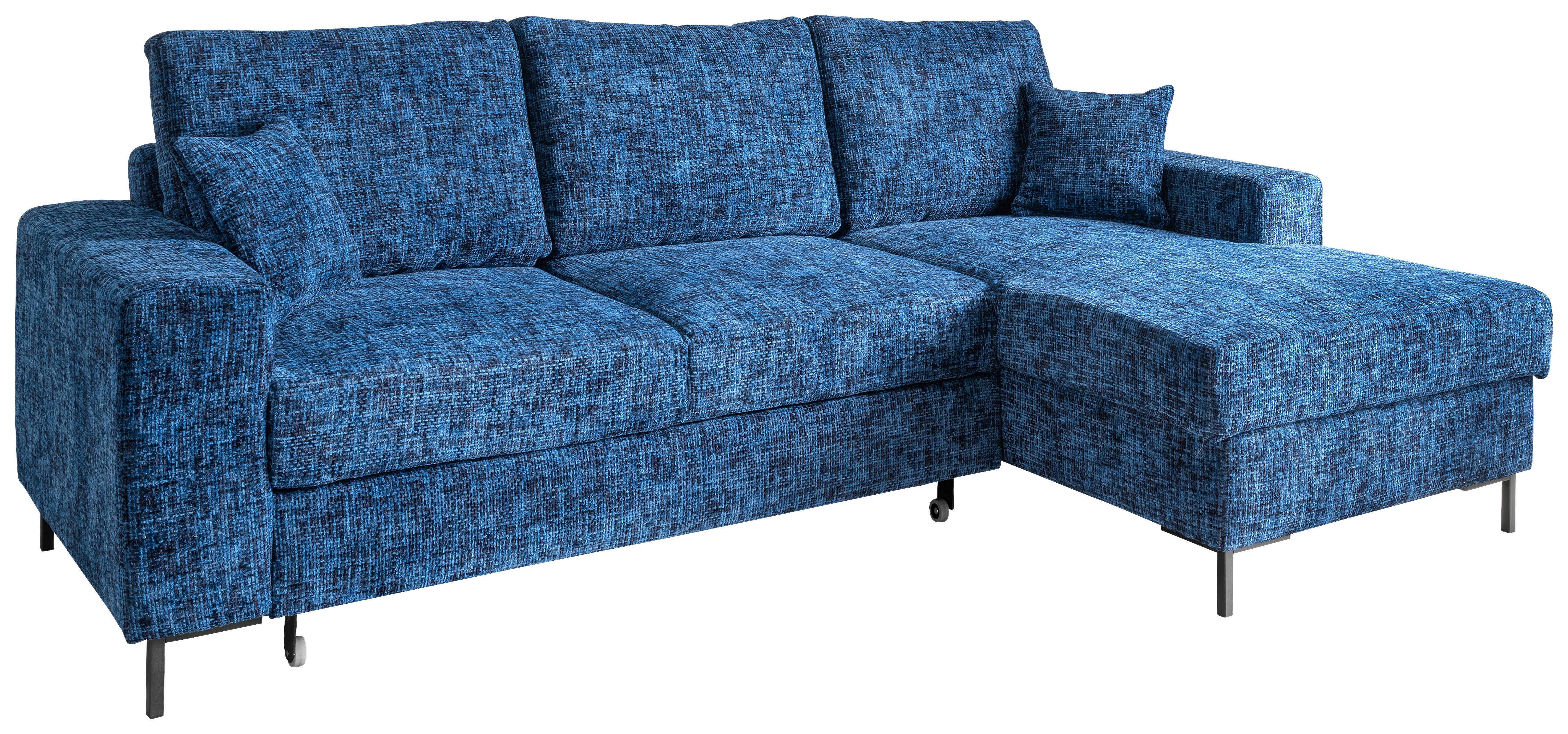 Eckschlafsofa Zona, Blau S: 237x143 Cm - Blau/Schwarz, KONVENTIONELL, Textil (237/143cm) - Livetastic