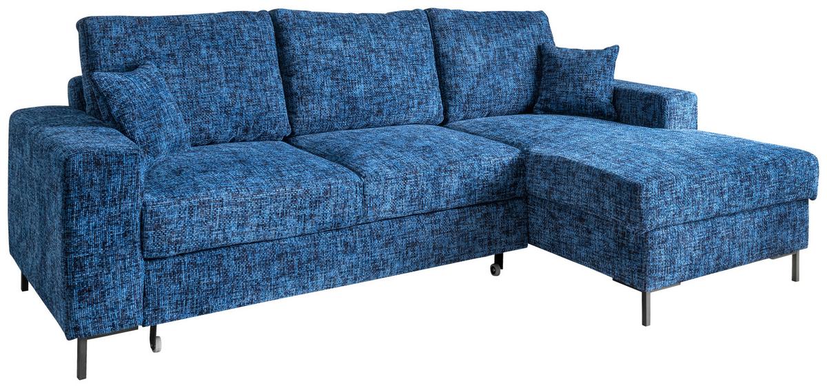 Eckschlafsofa Zona, Blau S: 237x143 Cm - Blau/Schwarz, KONVENTIONELL, Textil (237/143cm) - Livetastic