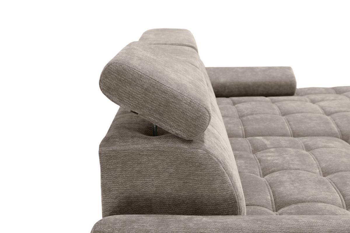 Rohová sedačka VEGAS, pravá, šedohnědá žinylka - černá/šedohnědá, Design, dřevo/textil (294/173cm)