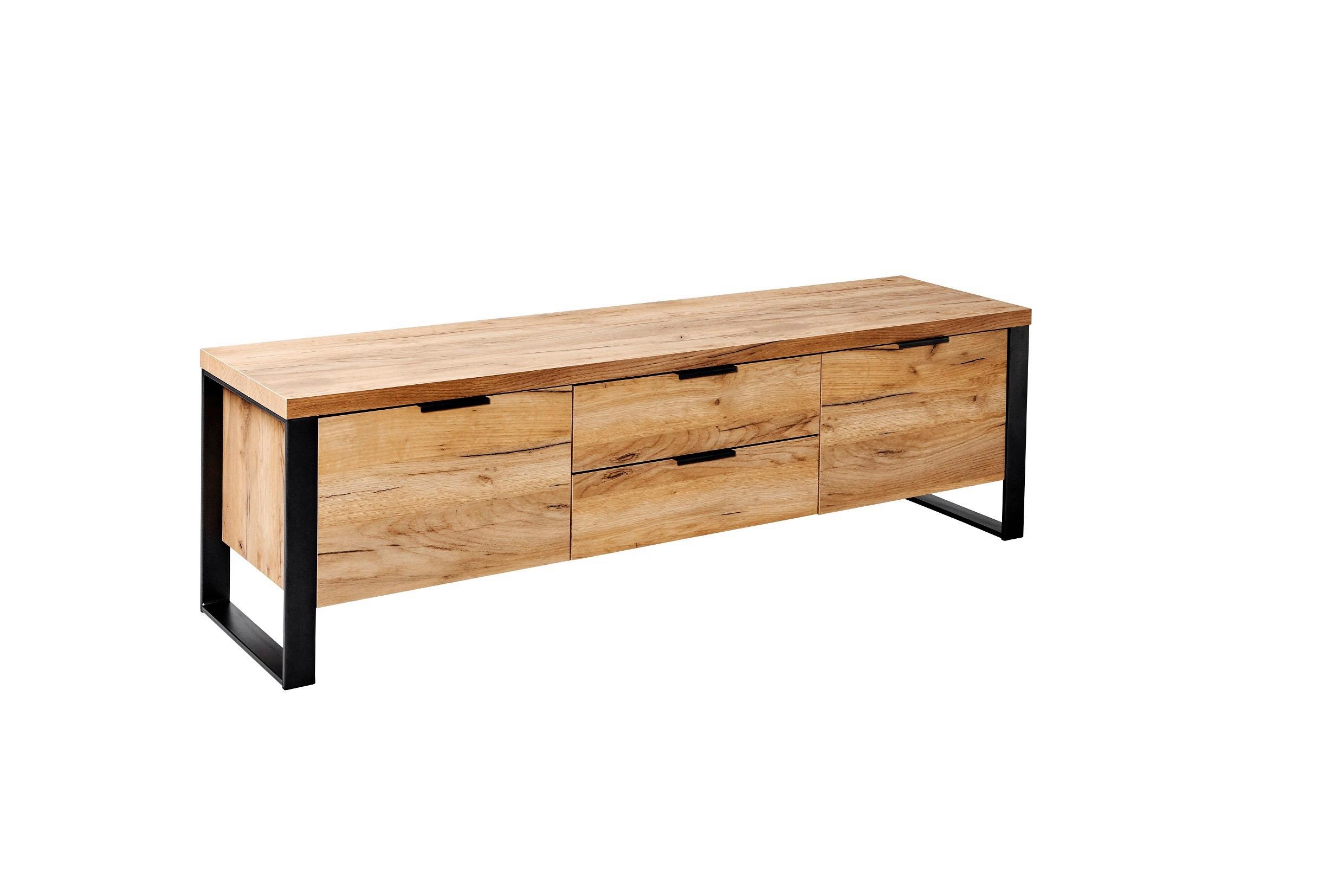 TV-Element Loop TV B: 152 cm Eichefarben/Schwarz - Eichefarben/Anthrazit, Design, Holzwerkstoff/Metall (152/45/40cm)