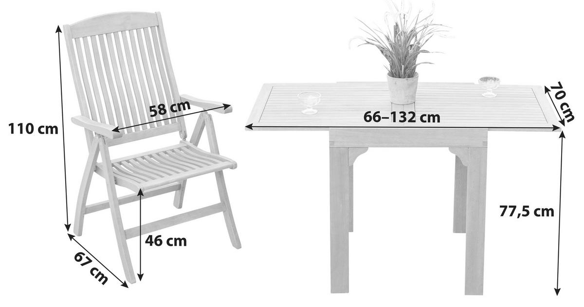 Balkonset Set Maracaibo Eukalyptusholz - Braun, KONVENTIONELL, Holz - Gardenson