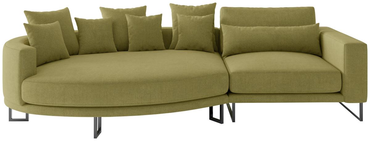 Bigsofa Natalia Olivgrün S: 150x283 cm - Schwarz/Olivgrün, Design, Textil (150/283cm) - Livetastic