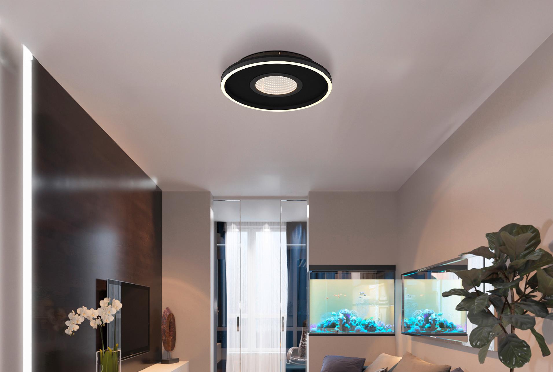 LED-Deckenleuchte Emory Schwarz Weiß Transparent - Transparent/Schwarz, Design, Kunststoff/Textil (39,7/6,3cm)